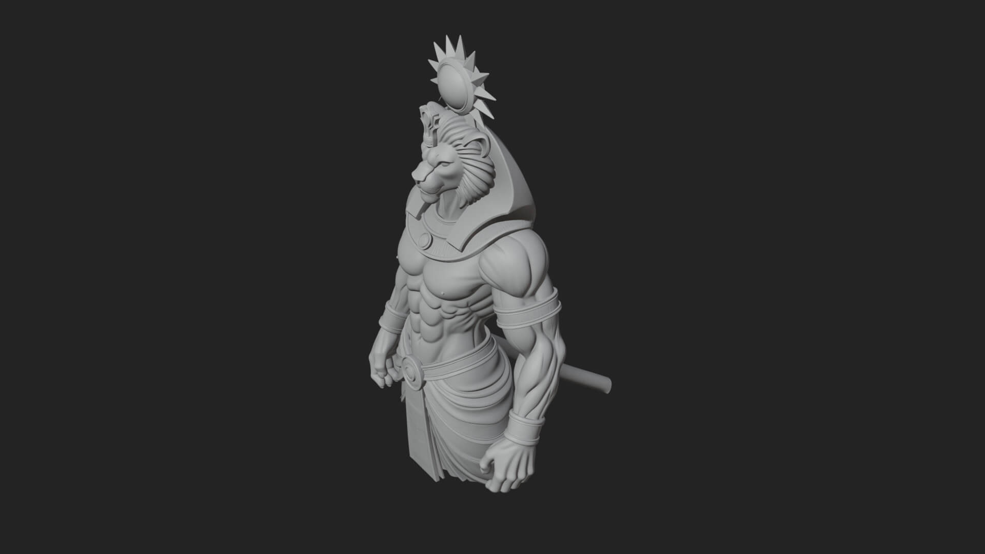 Lion Headed Egyptian God Statue Design 3 3D Print Model 3D Model
