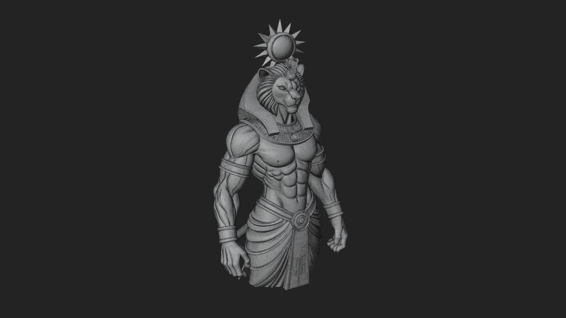 Lion Headed Egyptian God Statue Design 3 3D Print Model 3D Model