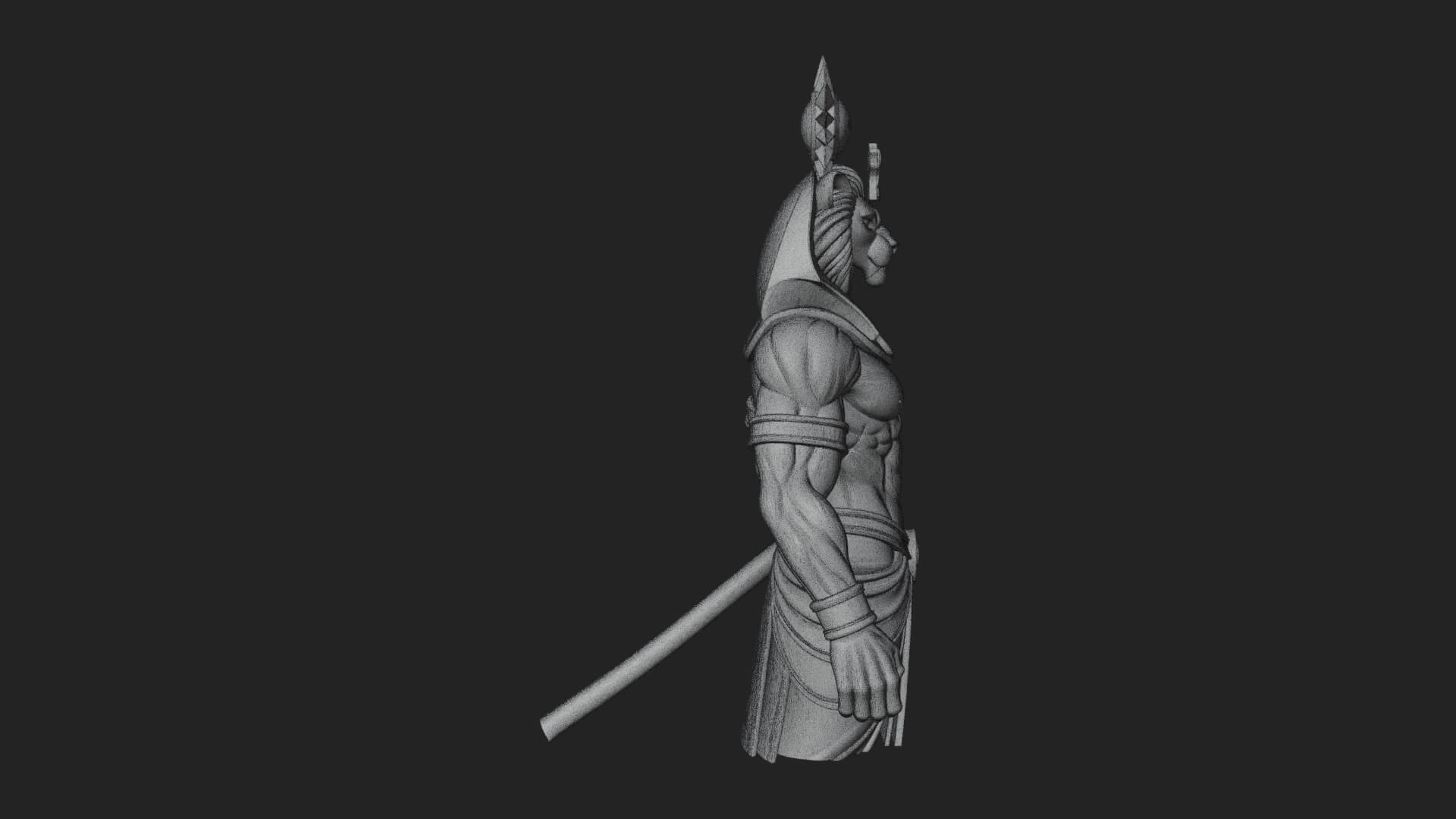 Lion Headed Egyptian God Statue Design 3 3D Print Model 3D Model