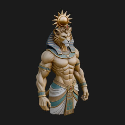 Lion Headed Egyptian God Statue Design 3 3D Print Model