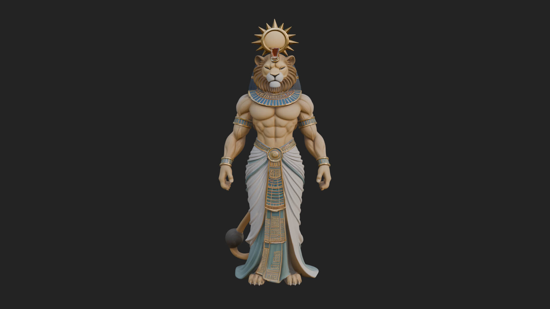 Lion-Headed Egyptian God Statue Design 4 3D Print Model 3D Model