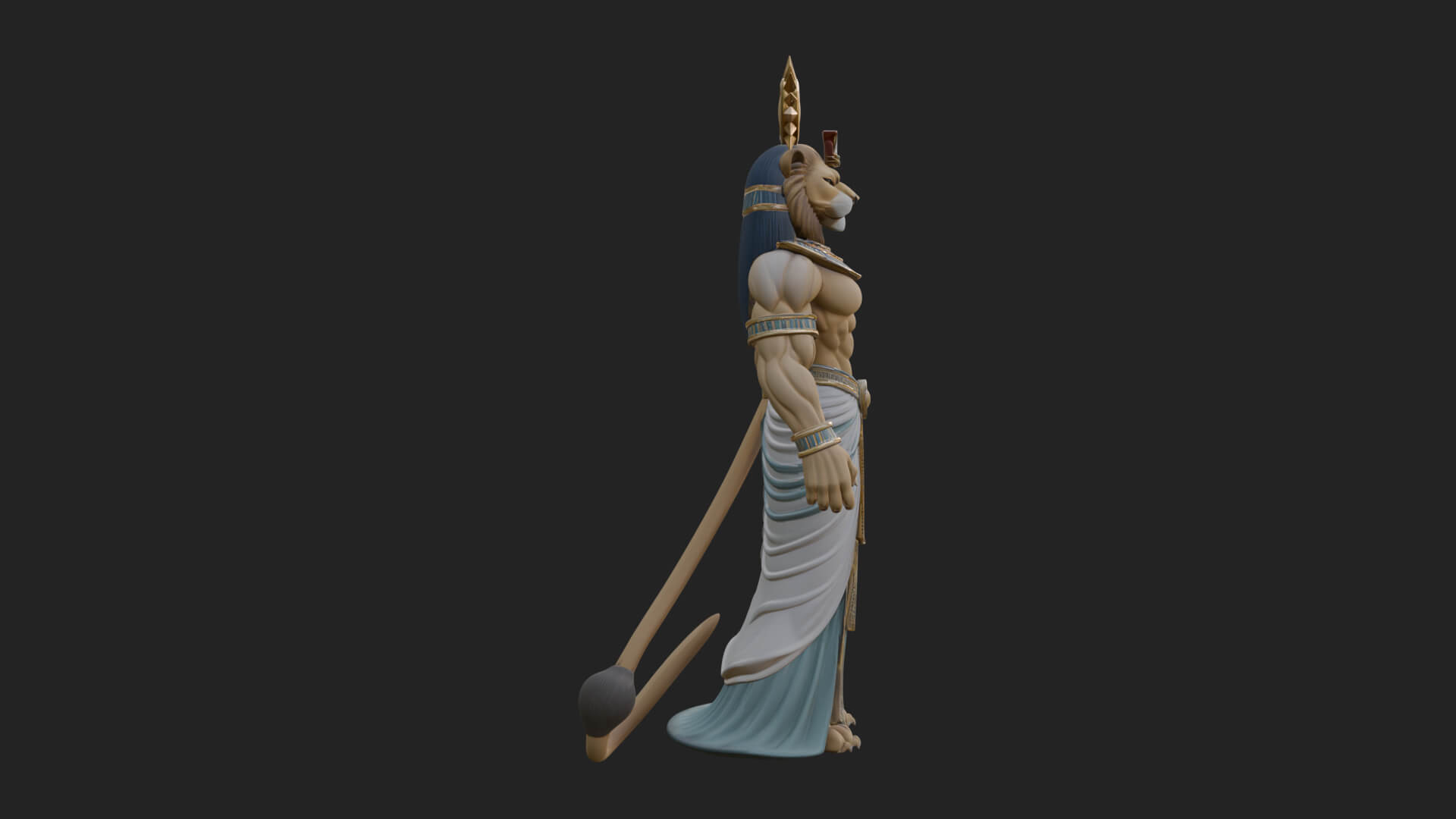 Lion-Headed Egyptian God Statue Design 4 3D Print Model 3D Model