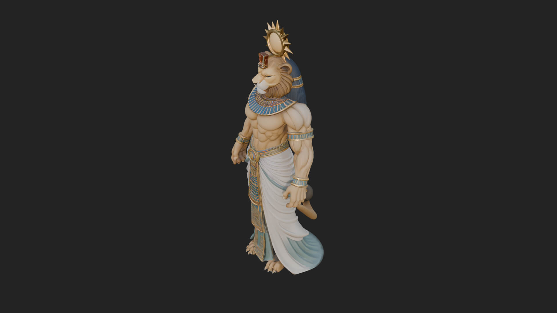 Lion-Headed Egyptian God Statue Design 4 3D Print Model 3D Model