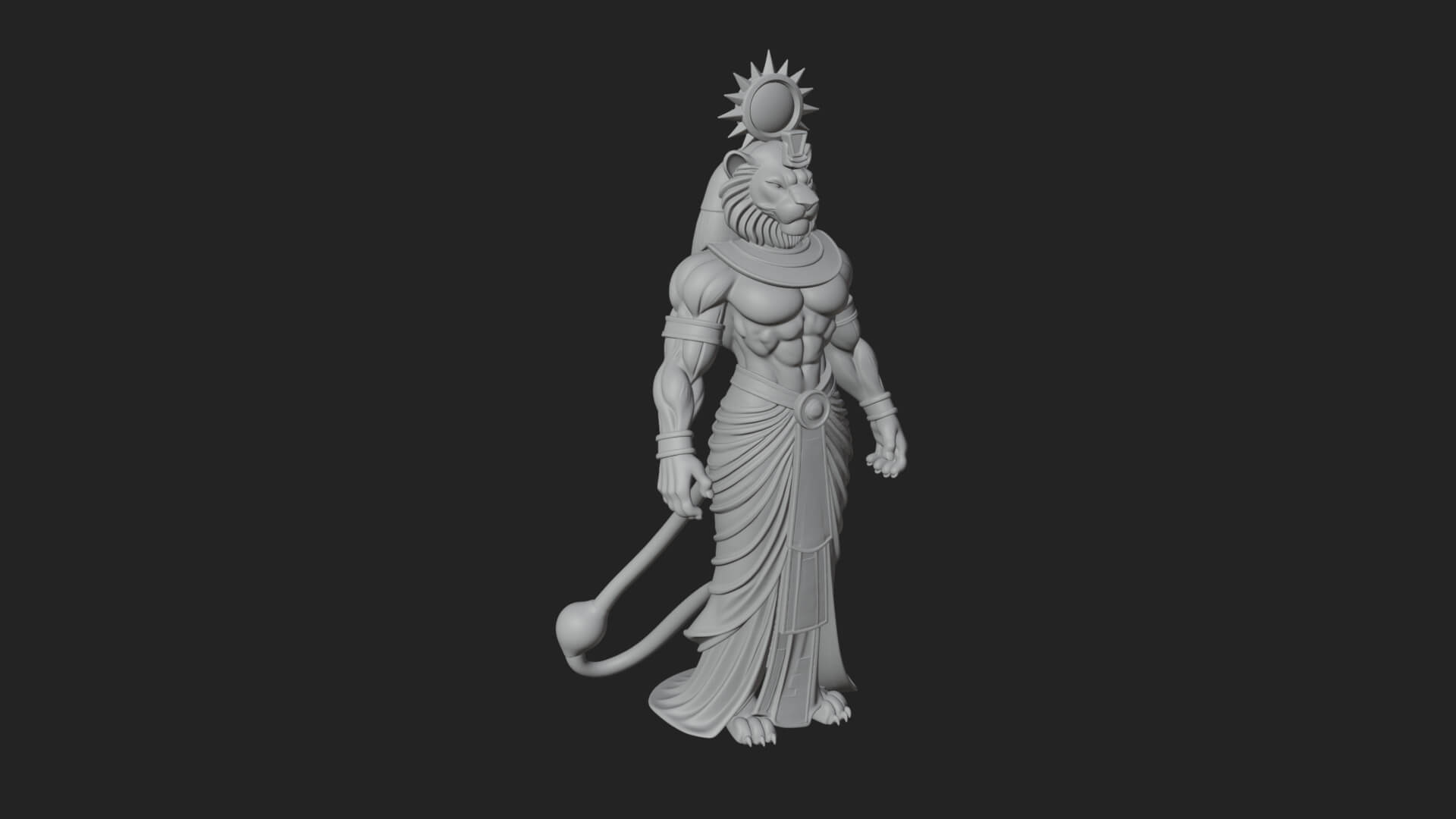 Lion-Headed Egyptian God Statue Design 4 3D Print Model 3D Model