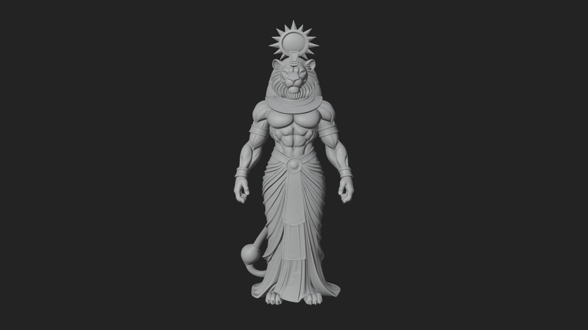 Lion-Headed Egyptian God Statue Design 4 3D Print Model 3D Model