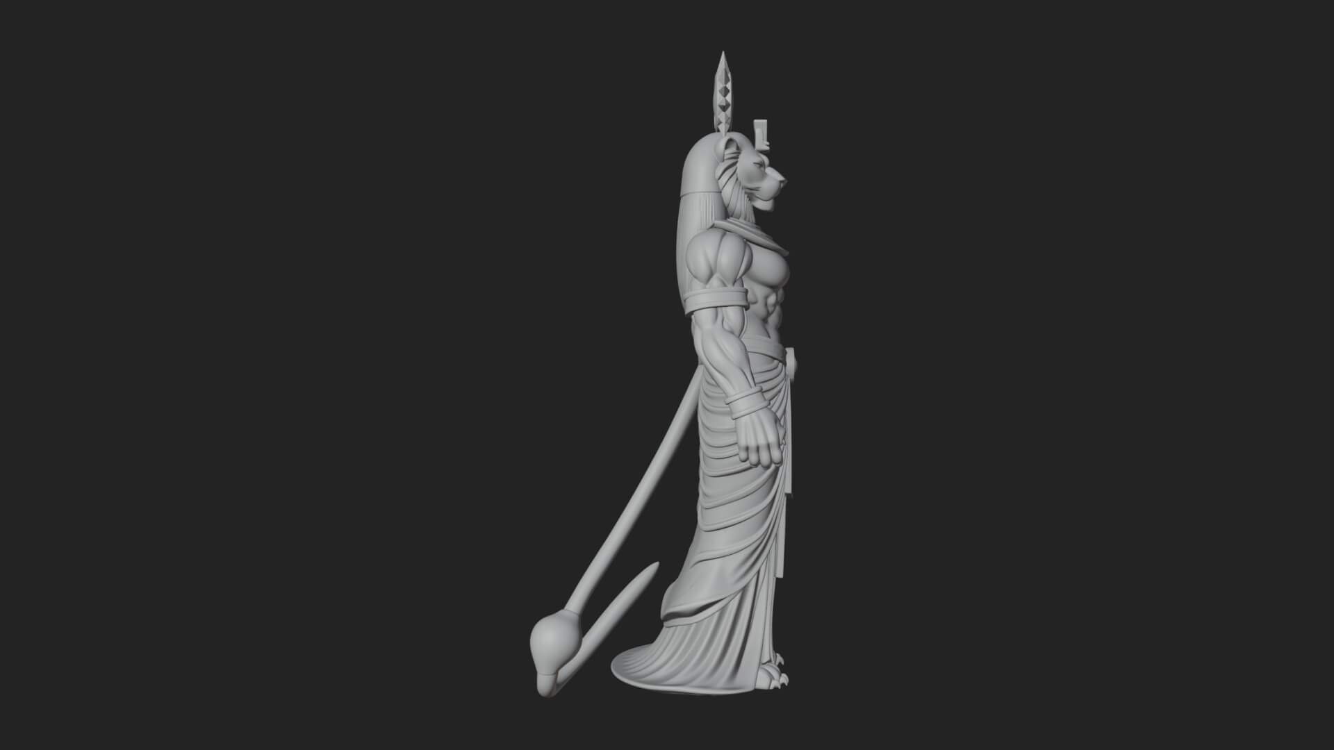 Lion-Headed Egyptian God Statue Design 4 3D Print Model 3D Model