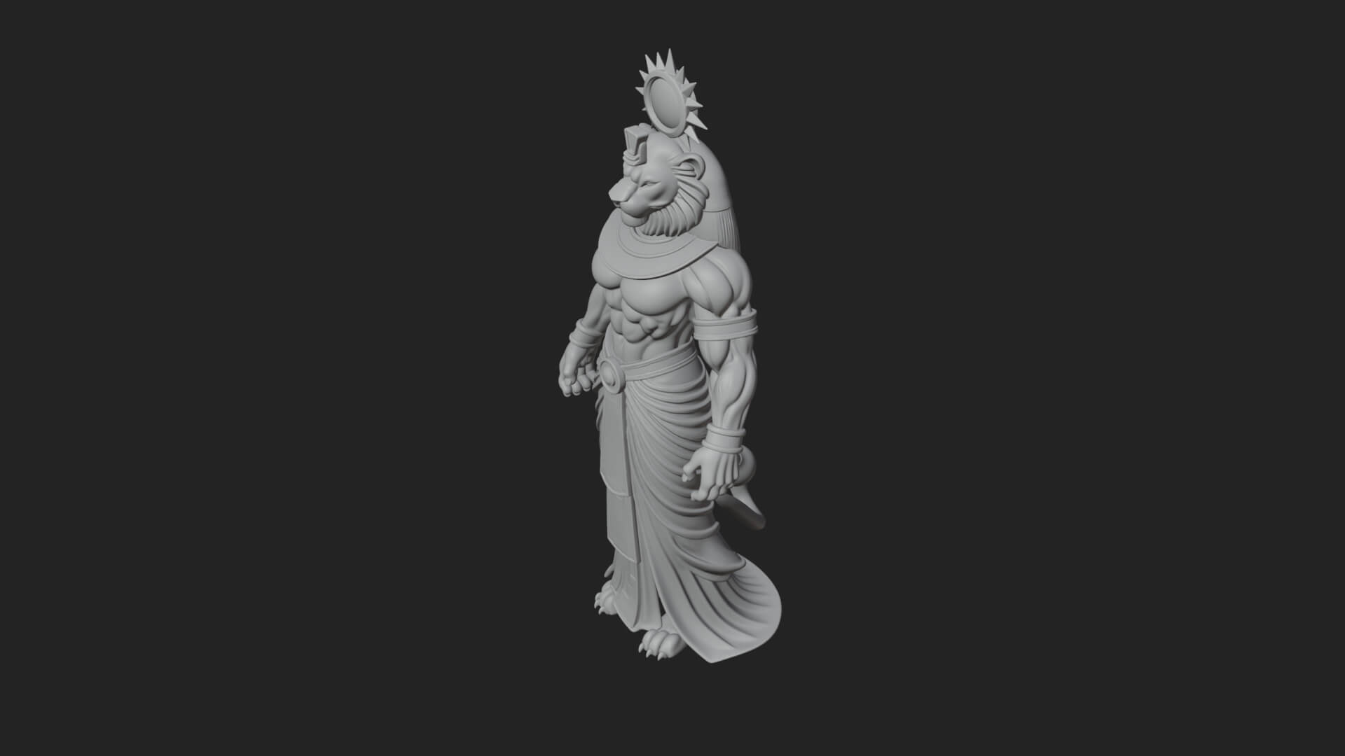 Lion-Headed Egyptian God Statue Design 4 3D Print Model 3D Model