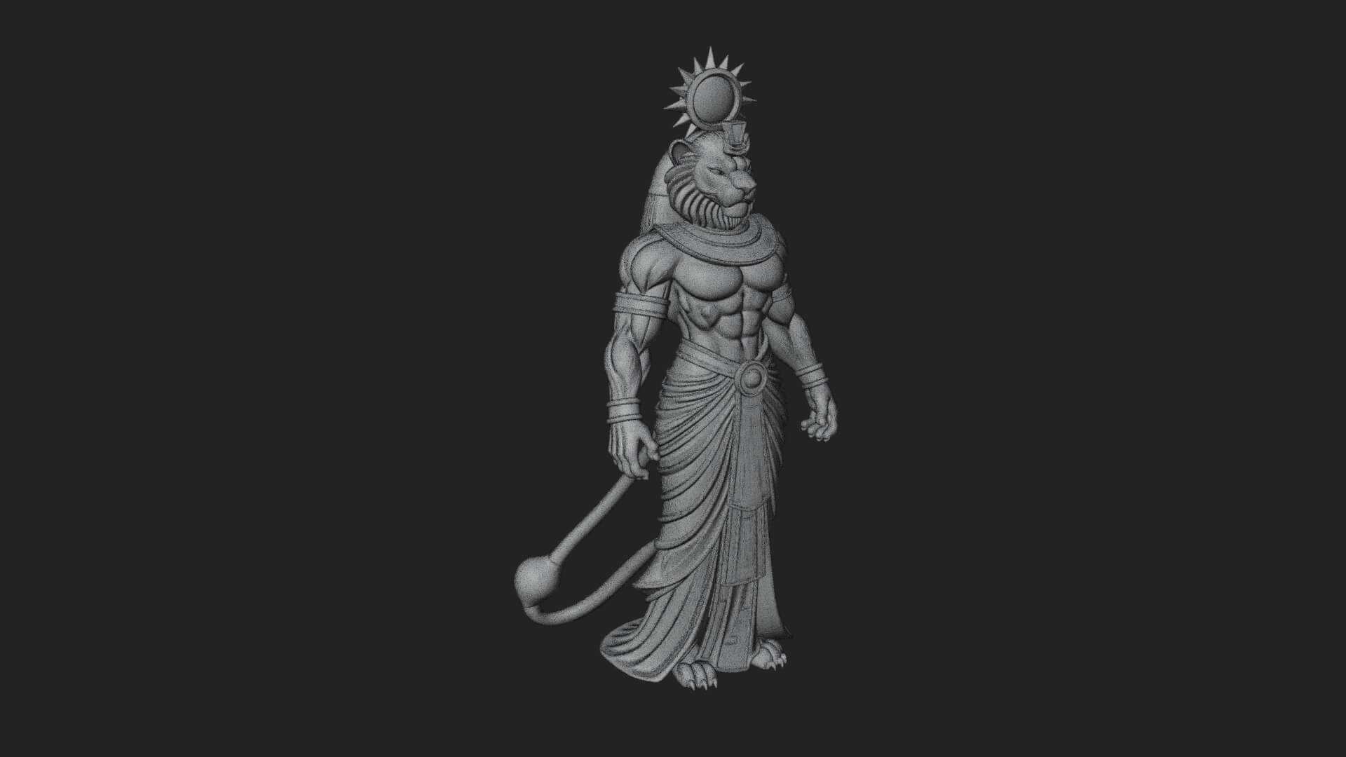 Lion-Headed Egyptian God Statue Design 4 3D Print Model 3D Model