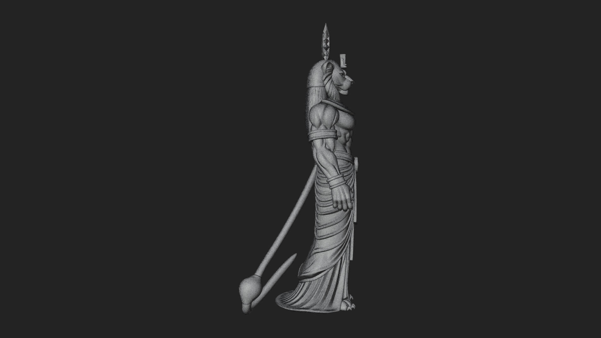 Lion-Headed Egyptian God Statue Design 4 3D Print Model 3D Model