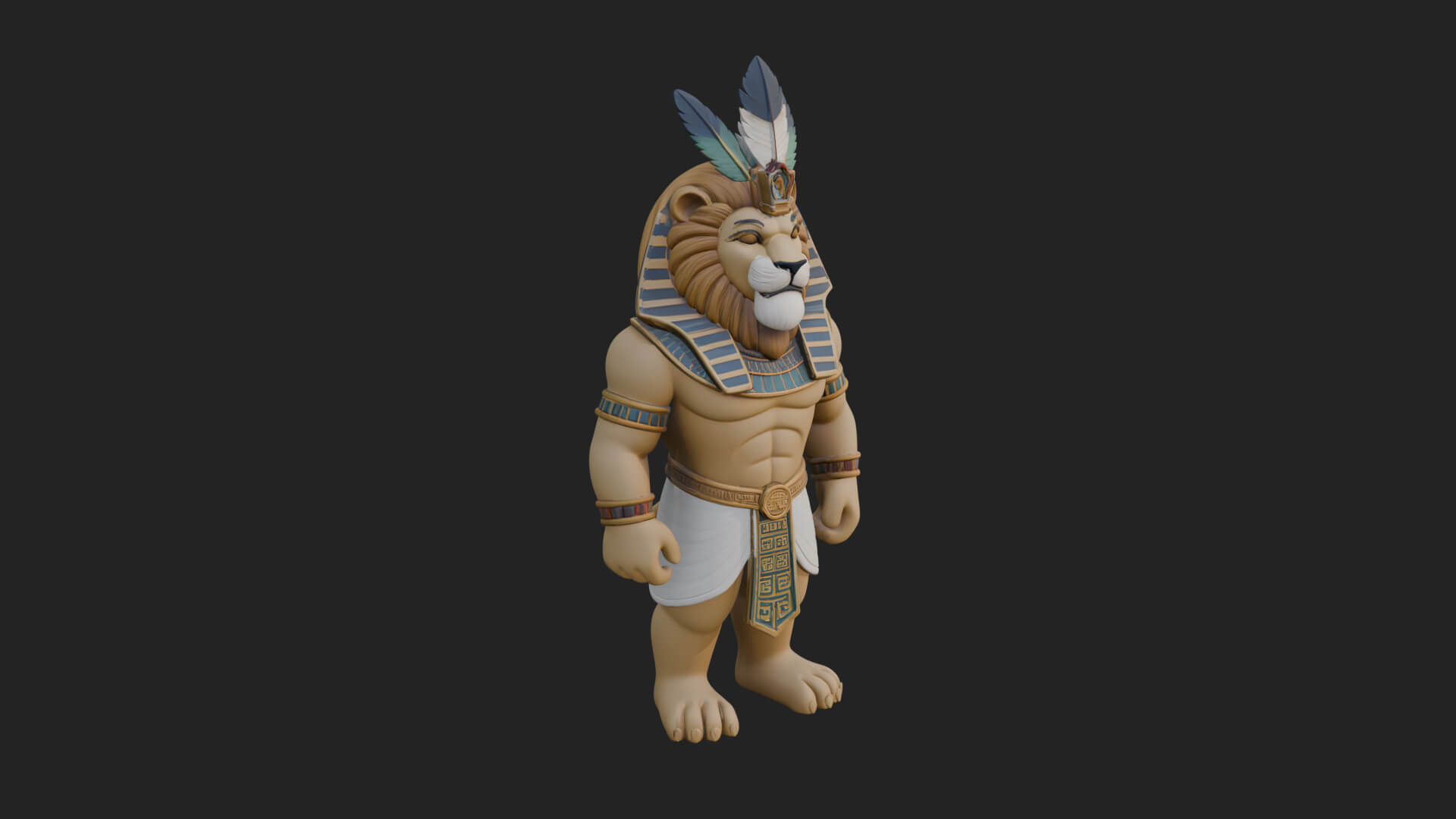 Lion-Headed Egyptian God Statue Design 5 3D Print Model 3D Model