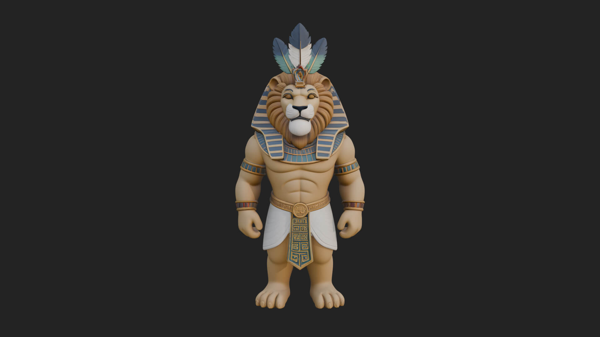 Lion-Headed Egyptian God Statue Design 5 3D Print Model 3D Model