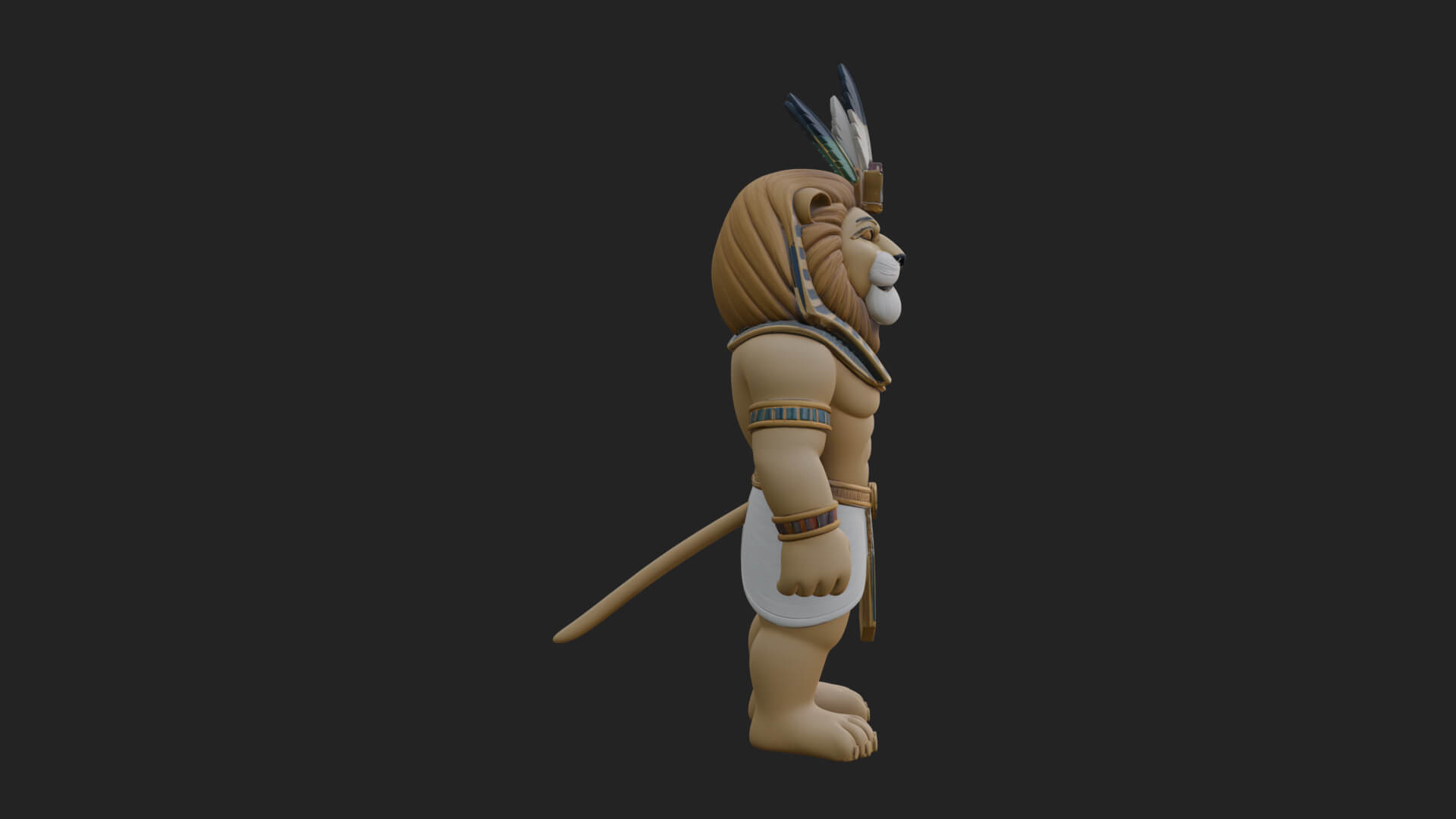 Lion-Headed Egyptian God Statue Design 5 3D Print Model 3D Model