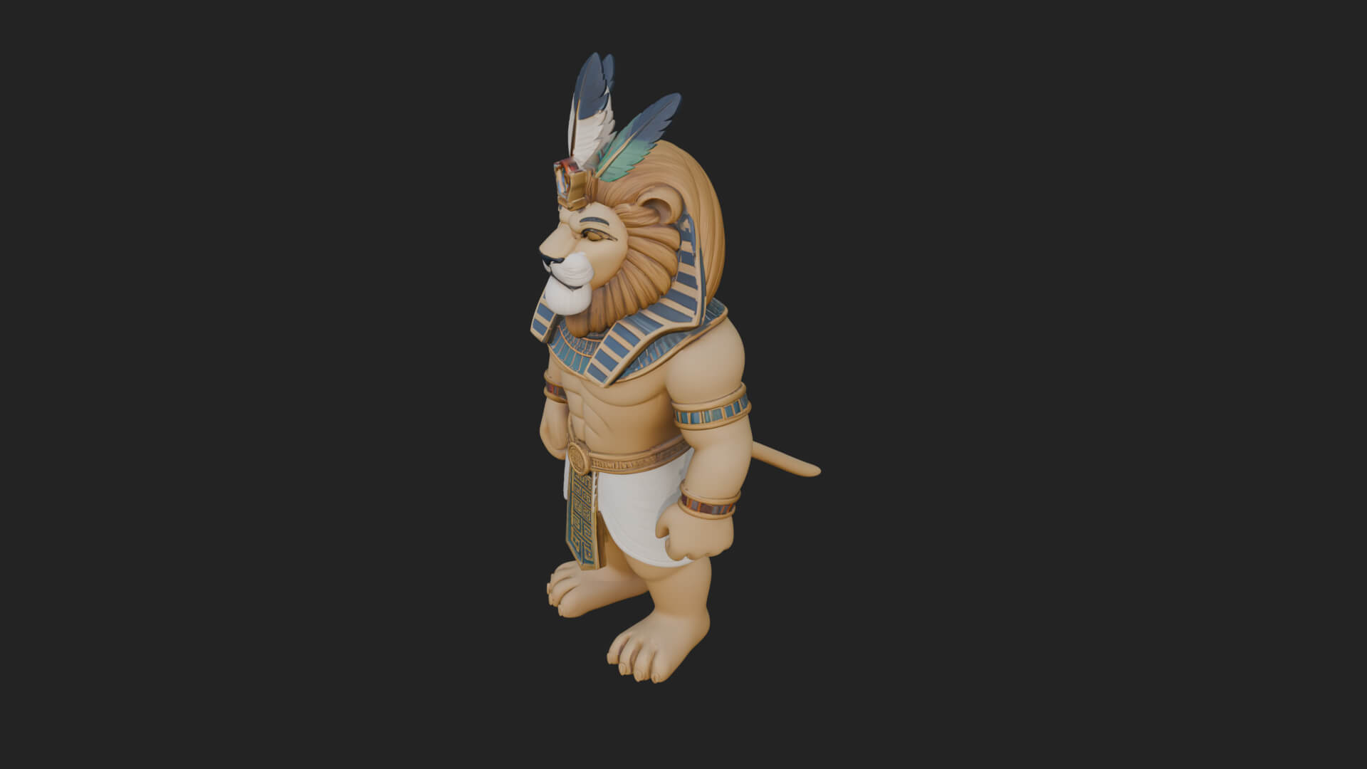 Lion-Headed Egyptian God Statue Design 5 3D Print Model 3D Model