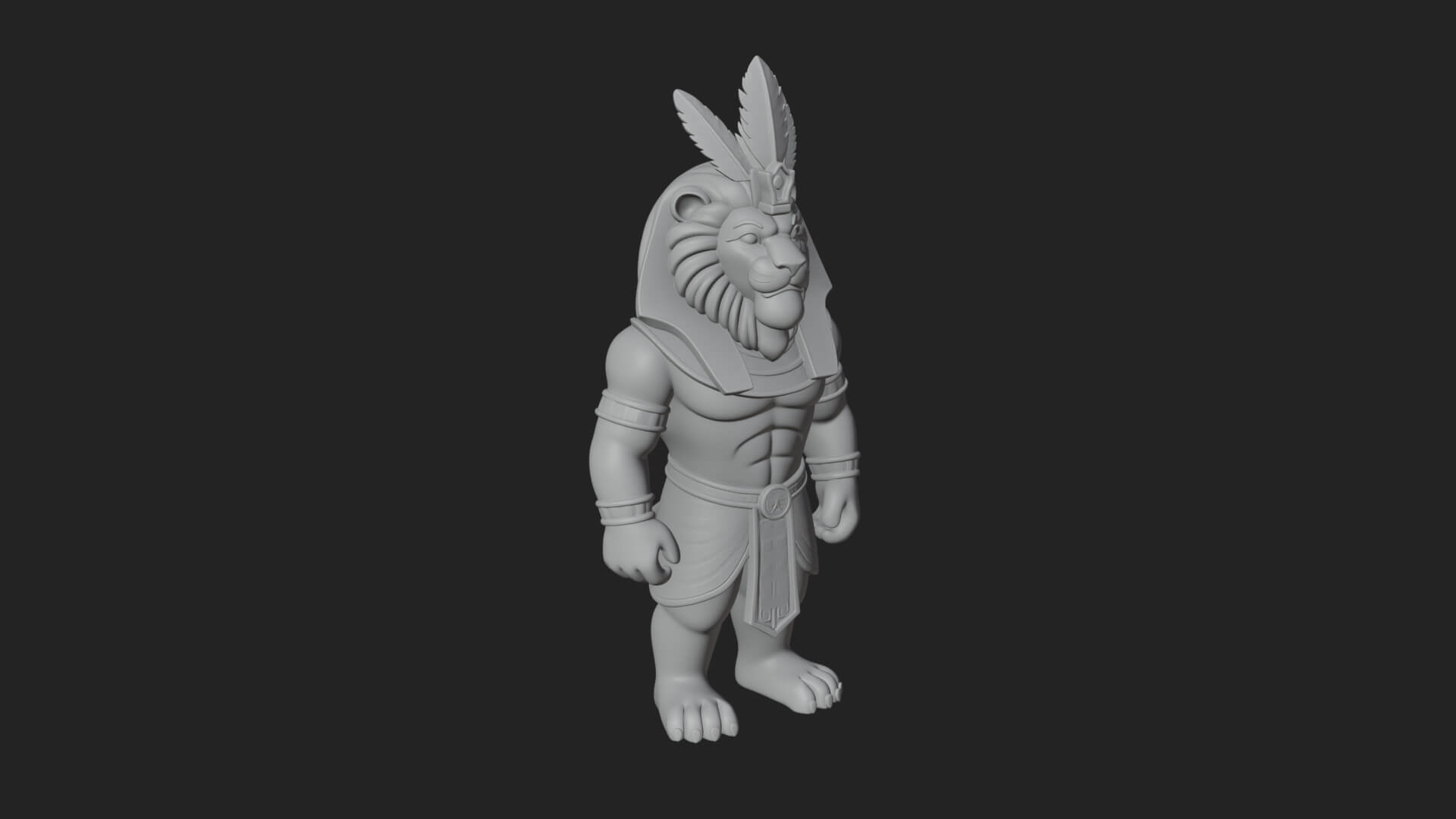 Lion-Headed Egyptian God Statue Design 5 3D Print Model 3D Model