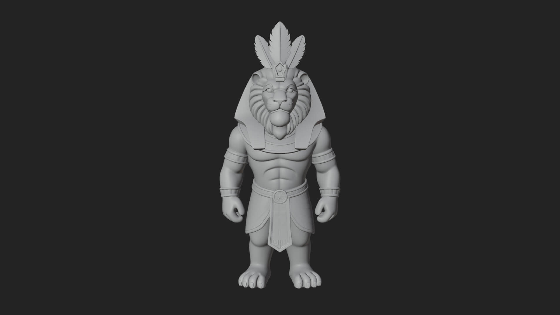 Lion-Headed Egyptian God Statue Design 5 3D Print Model 3D Model