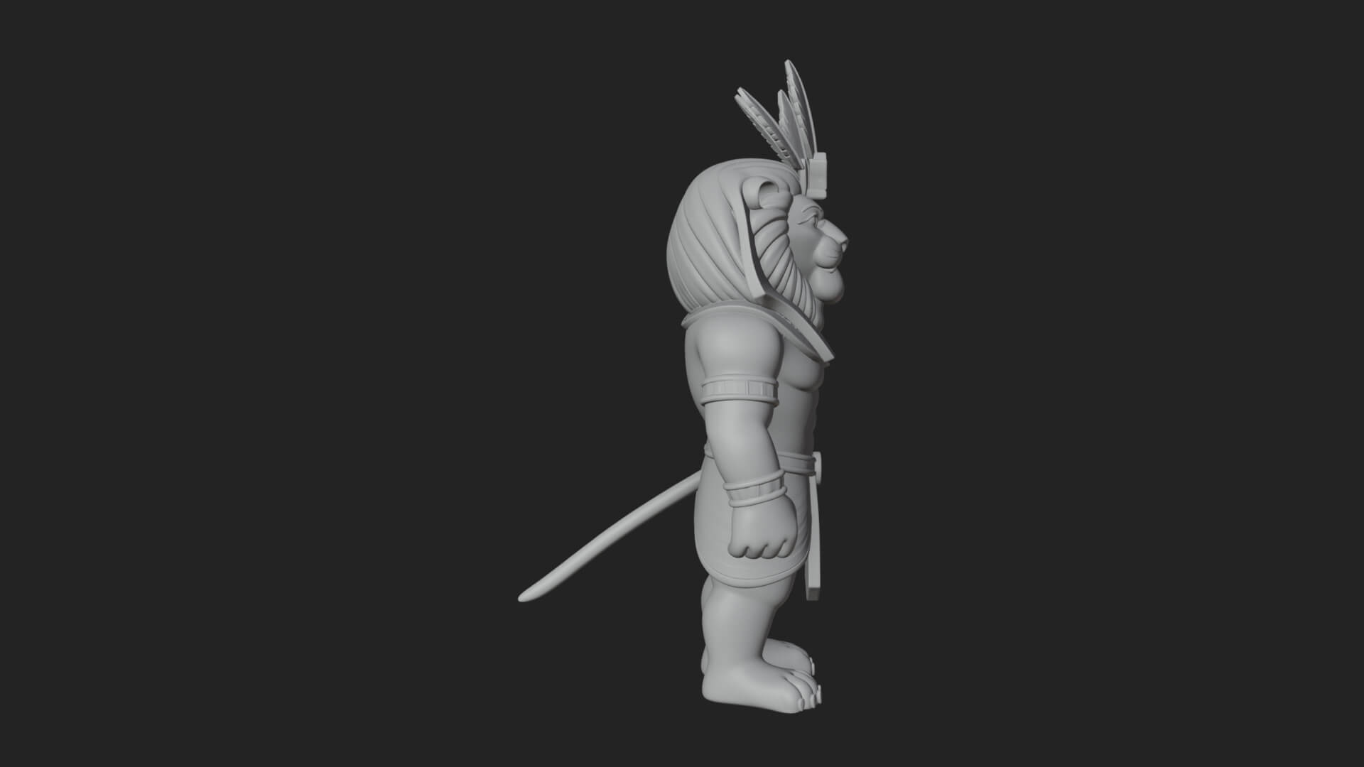 Lion-Headed Egyptian God Statue Design 5 3D Print Model 3D Model