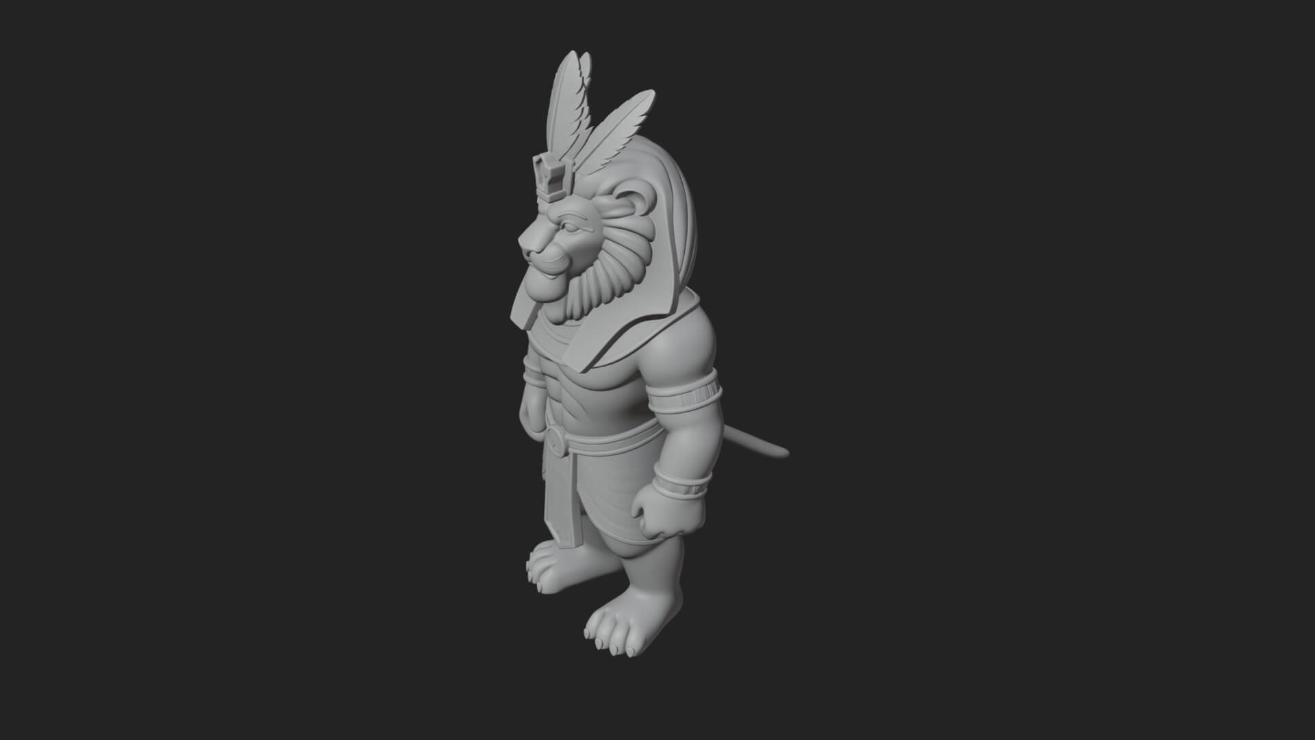Lion-Headed Egyptian God Statue Design 5 3D Print Model 3D Model
