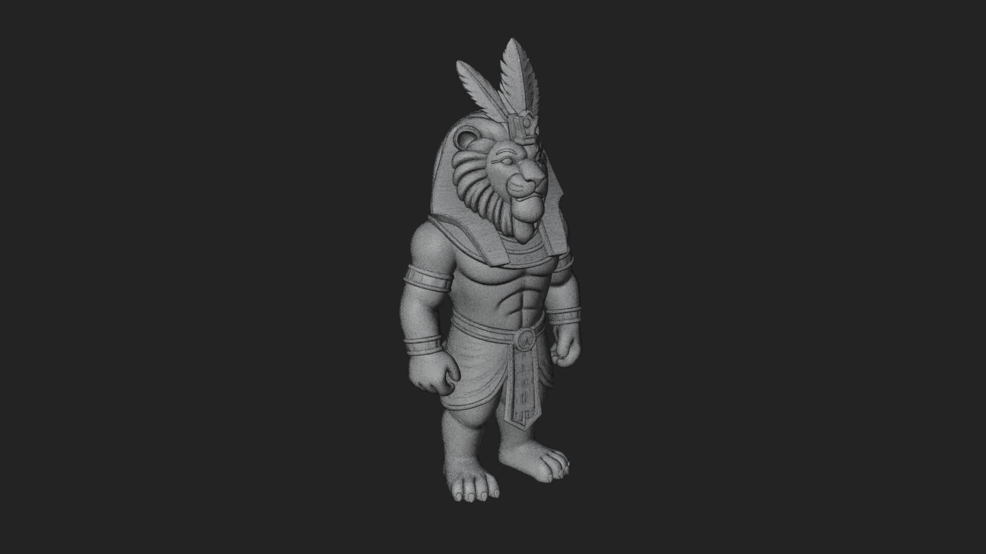 Lion-Headed Egyptian God Statue Design 5 3D Print Model 3D Model