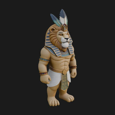 Lion-Headed Egyptian God Statue Design 5 3D Print Model