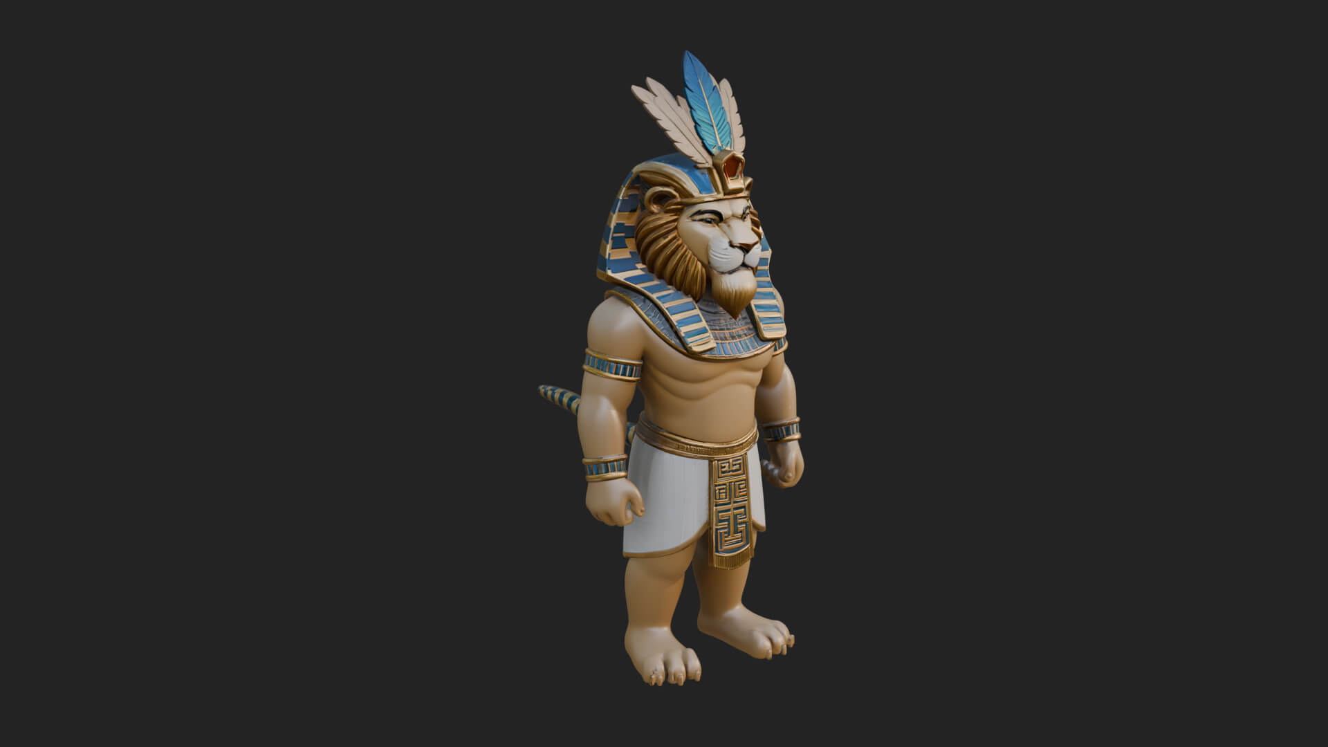Lion-Headed Egyptian God Statue Design 6 3D Print Model 3D Model