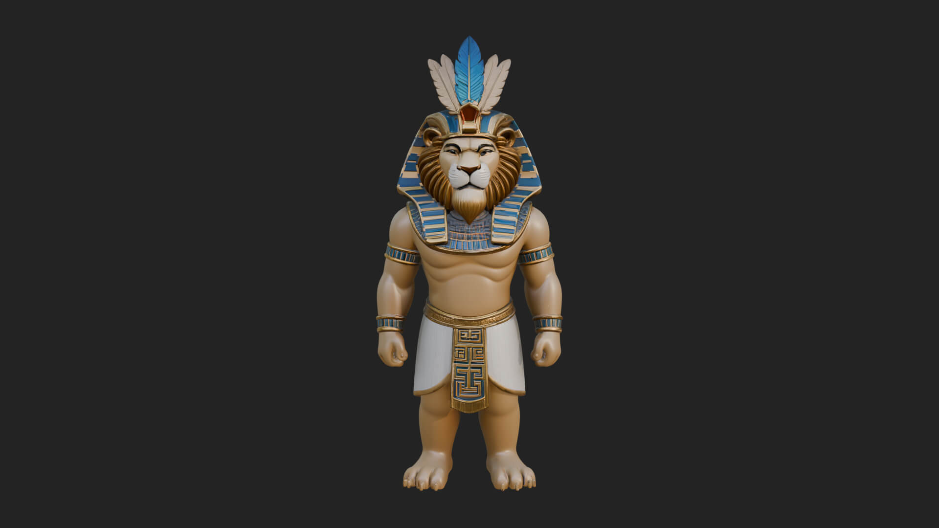 Lion-Headed Egyptian God Statue Design 6 3D Print Model 3D Model