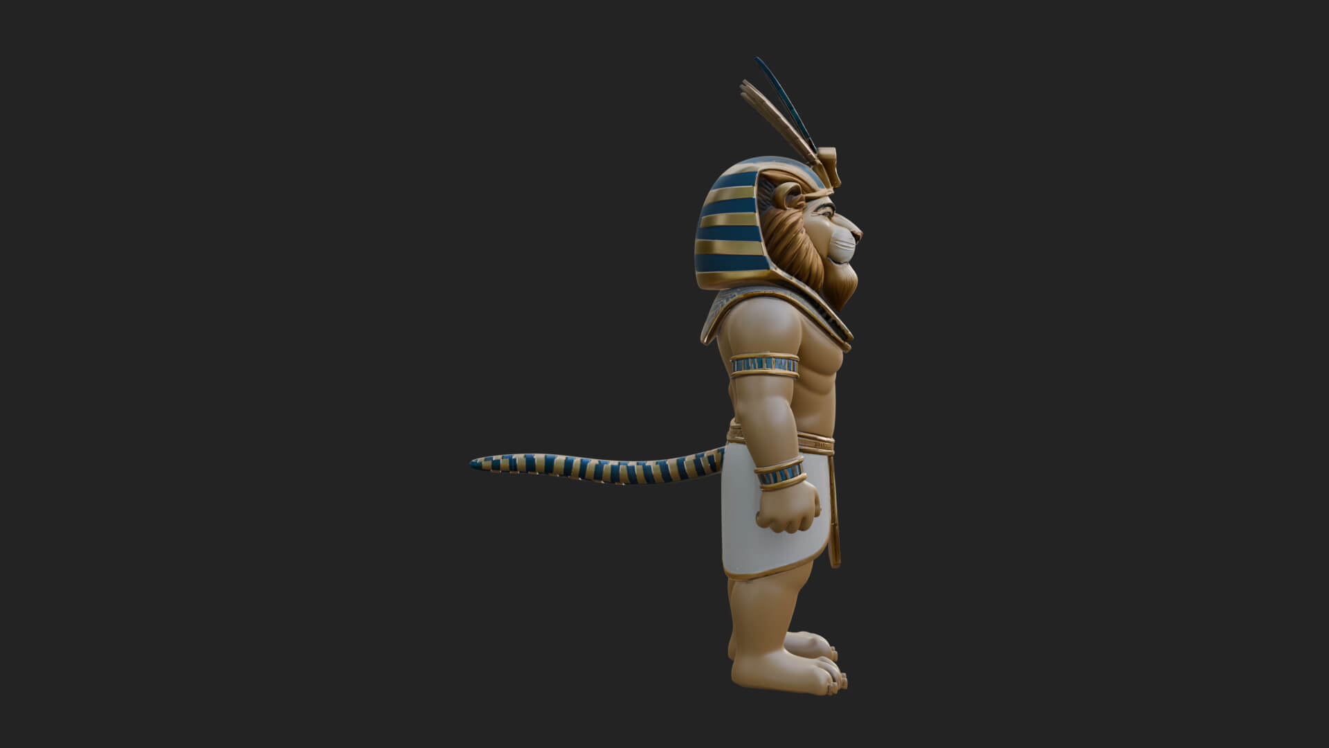 Lion-Headed Egyptian God Statue Design 6 3D Print Model 3D Model