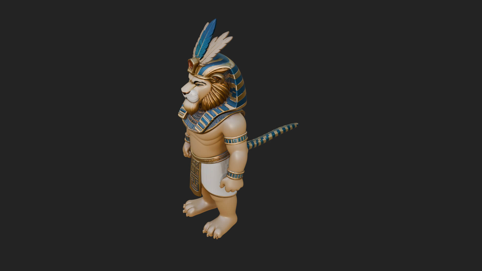Lion-Headed Egyptian God Statue Design 6 3D Print Model 3D Model