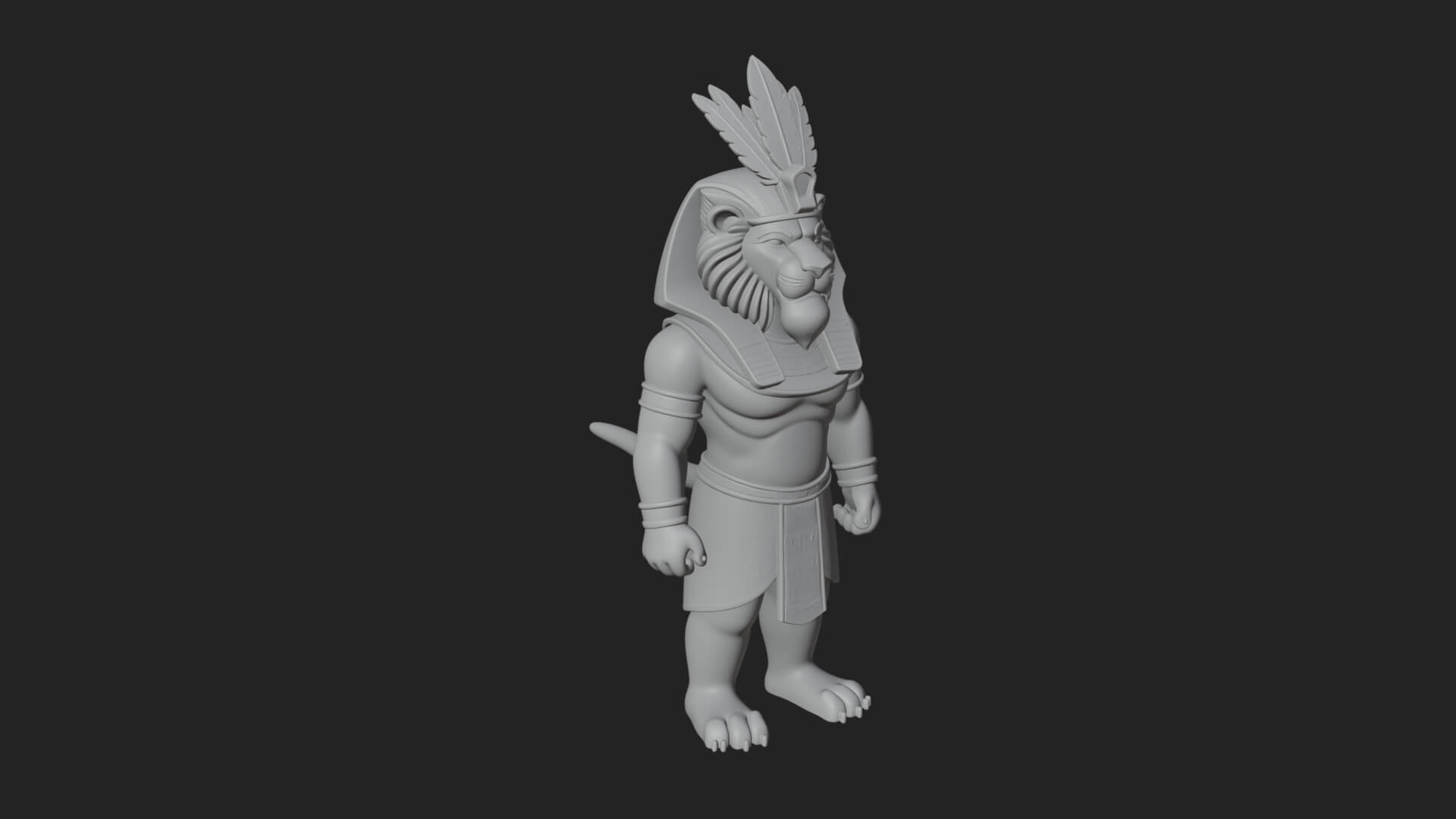 Lion-Headed Egyptian God Statue Design 6 3D Print Model 3D Model