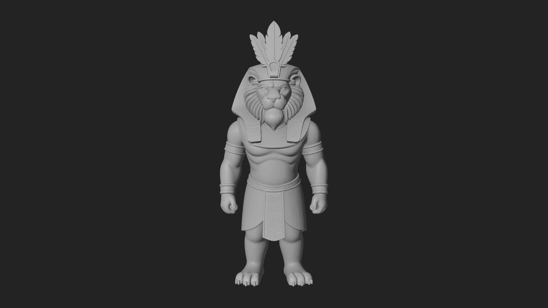 Lion-Headed Egyptian God Statue Design 6 3D Print Model 3D Model