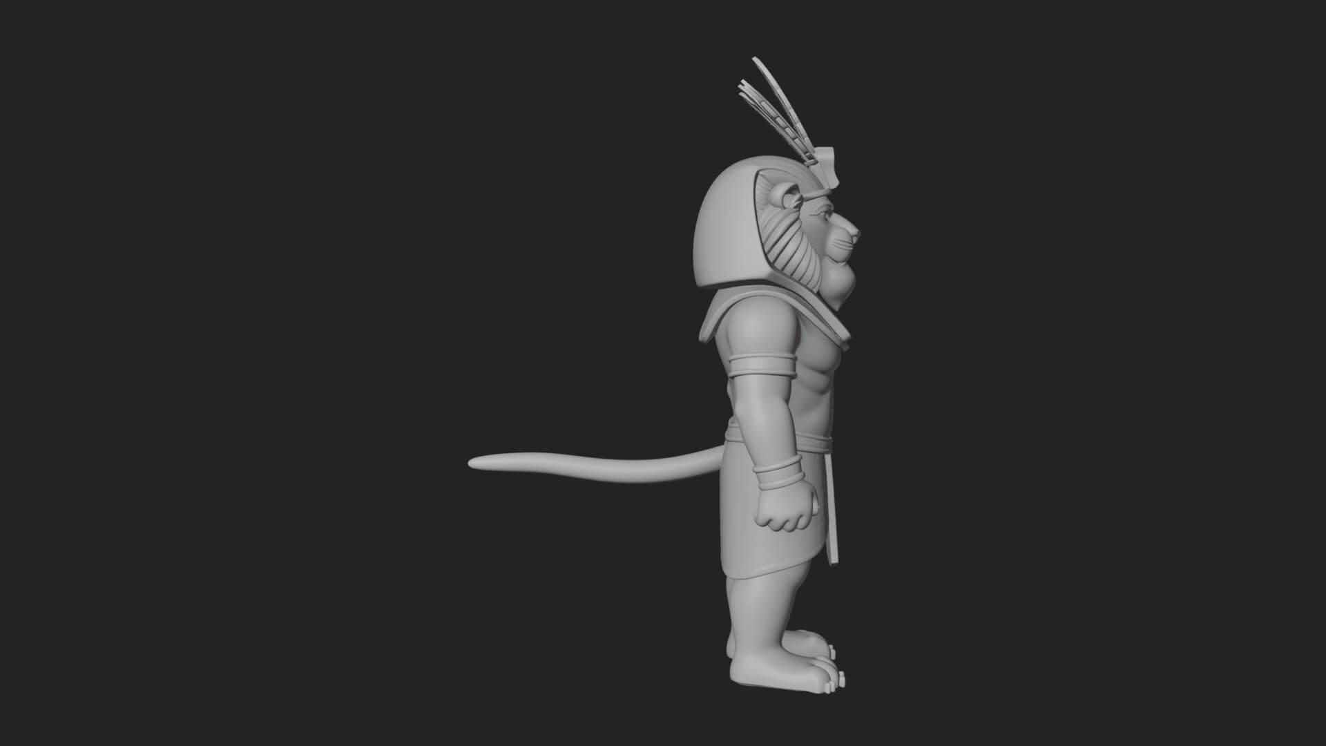 Lion-Headed Egyptian God Statue Design 6 3D Print Model 3D Model