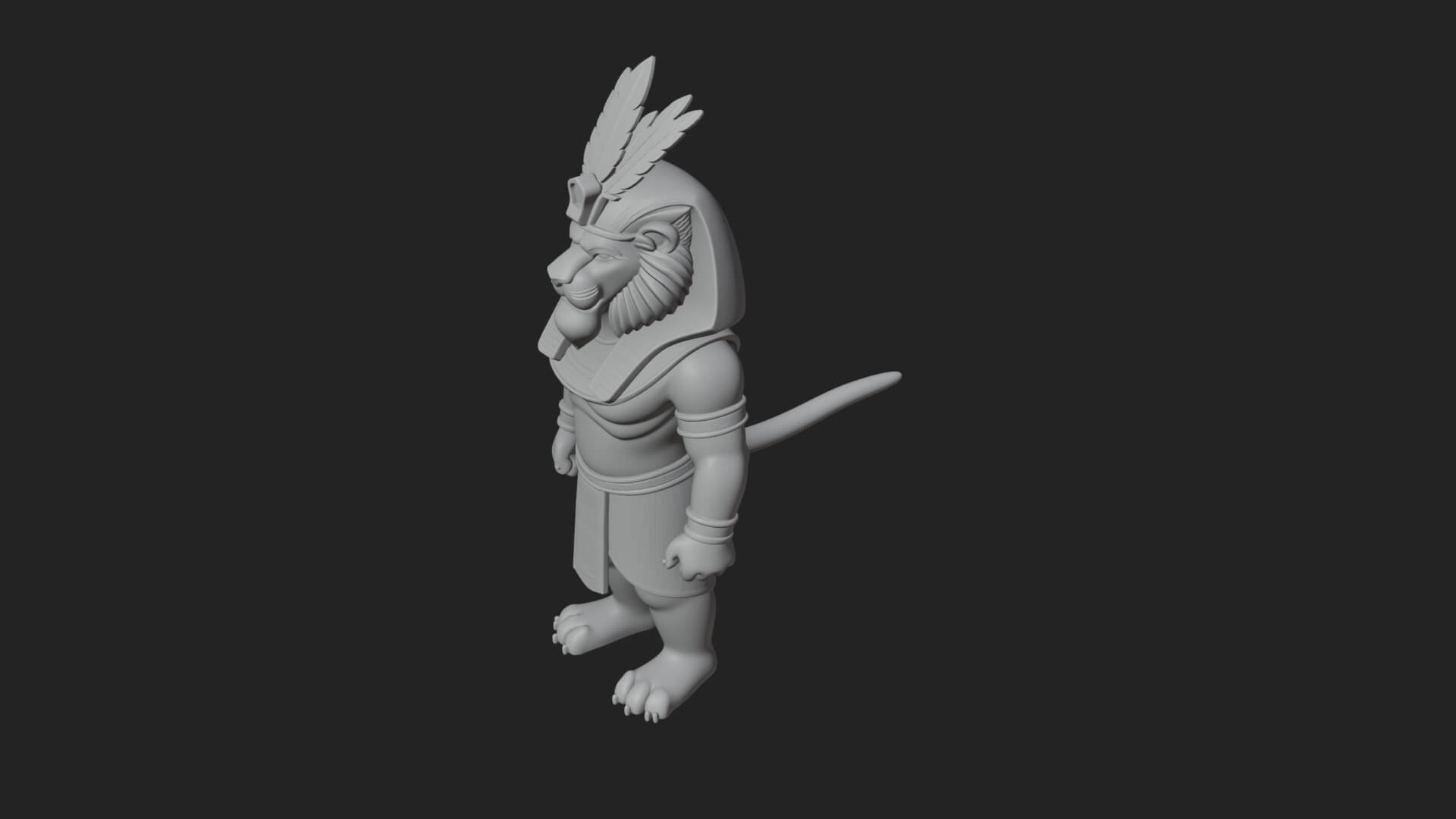 Lion-Headed Egyptian God Statue Design 6 3D Print Model 3D Model