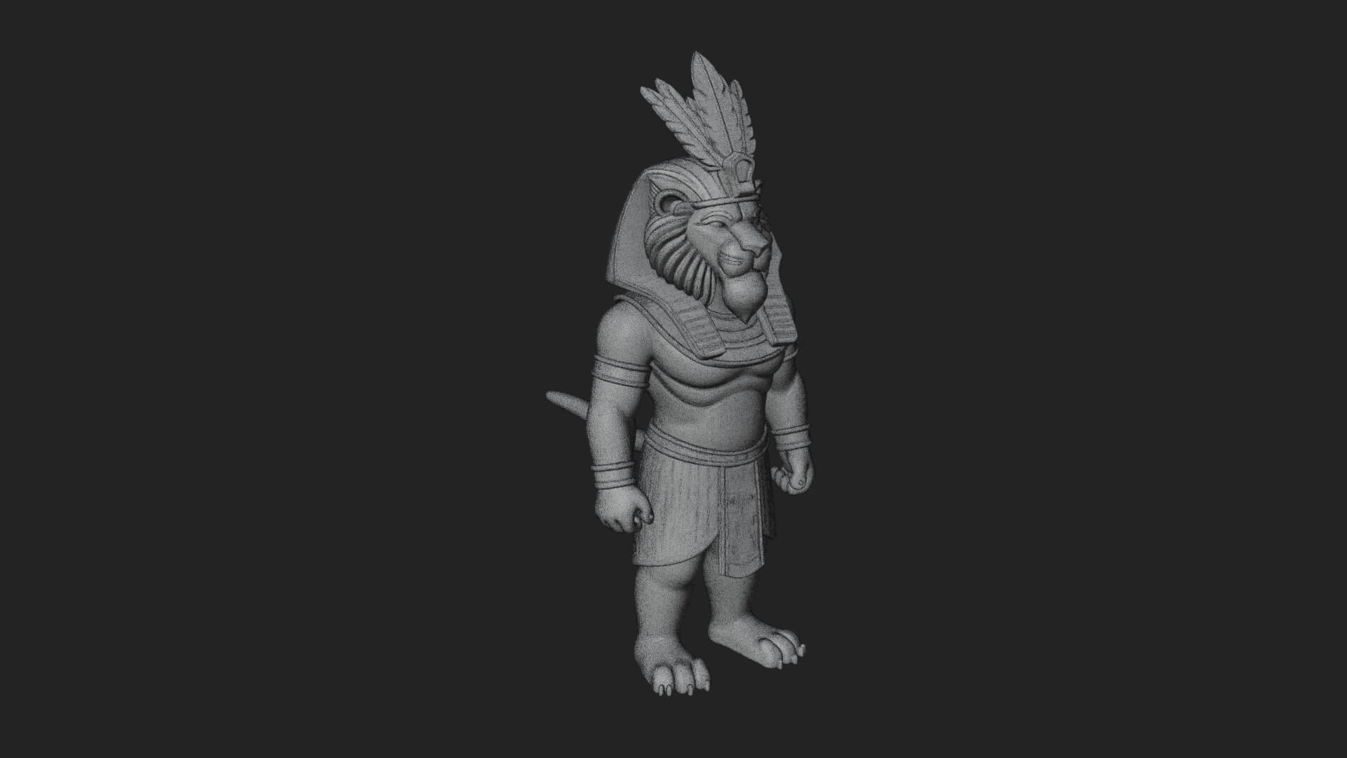 Lion-Headed Egyptian God Statue Design 6 3D Print Model 3D Model