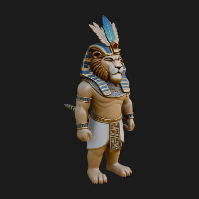 Lion-Headed Egyptian God Statue Design 6 3D Print Model