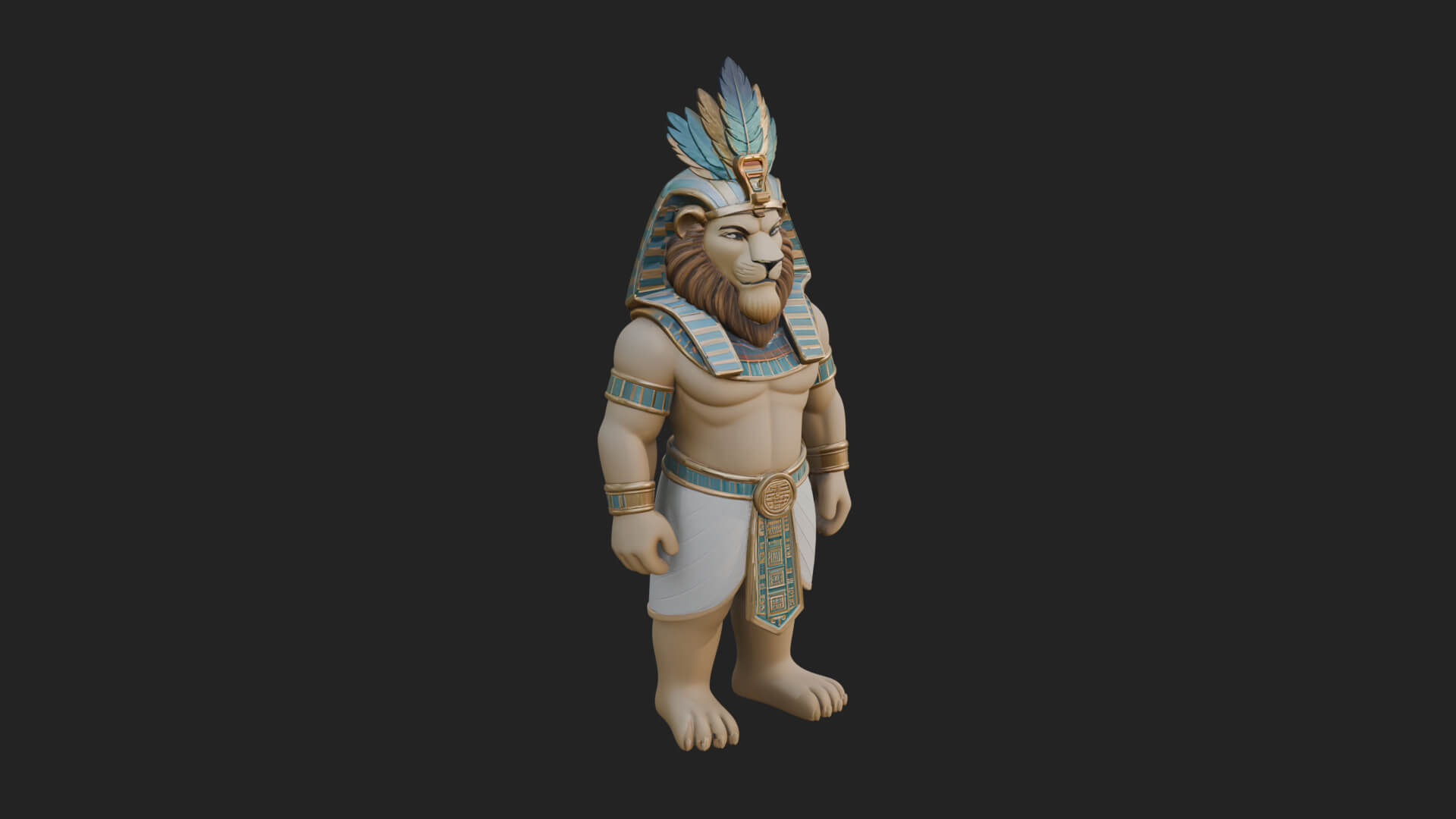 Lion-Headed Egyptian God Statue Design 7 3D Print Model 3D Model