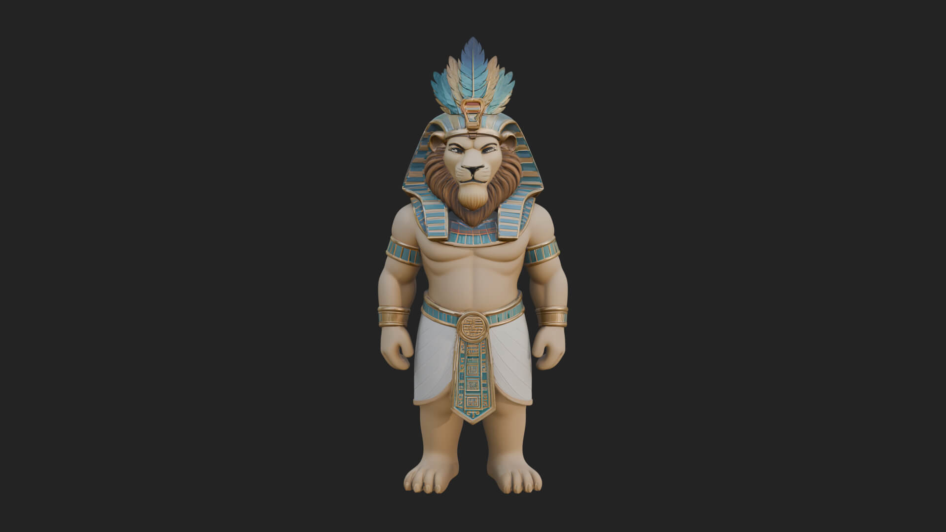 Lion-Headed Egyptian God Statue Design 7 3D Print Model 3D Model