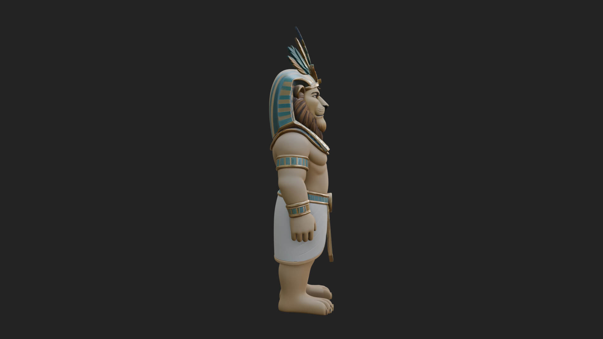 Lion-Headed Egyptian God Statue Design 7 3D Print Model 3D Model