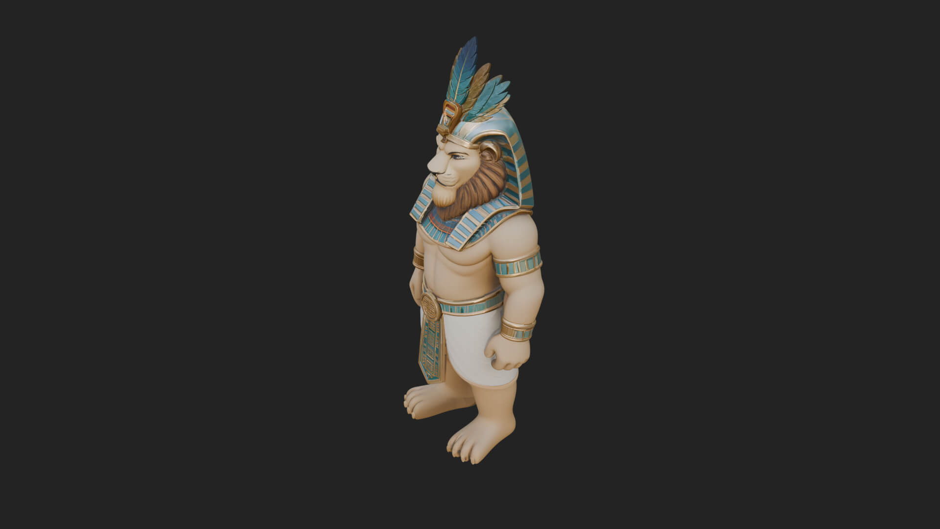Lion-Headed Egyptian God Statue Design 7 3D Print Model 3D Model