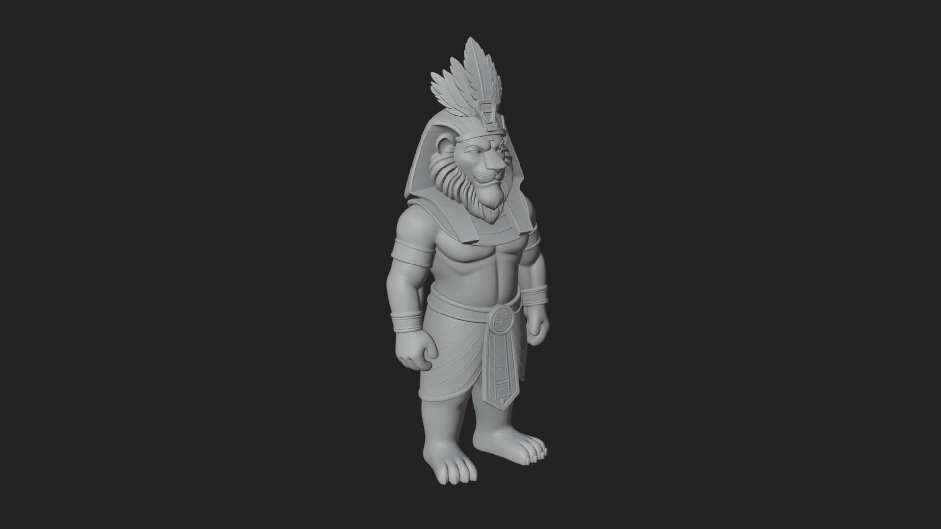 Lion-Headed Egyptian God Statue Design 7 3D Print Model 3D Model