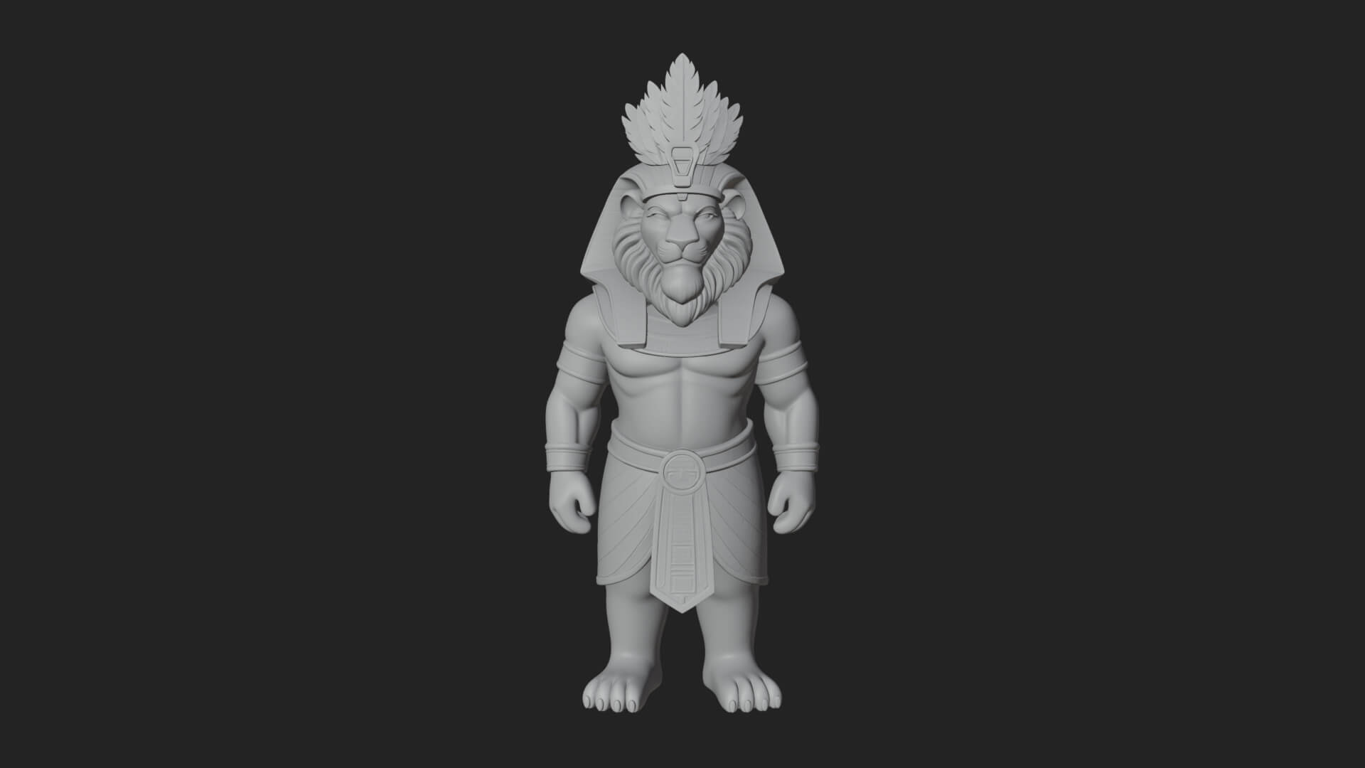 Lion-Headed Egyptian God Statue Design 7 3D Print Model 3D Model
