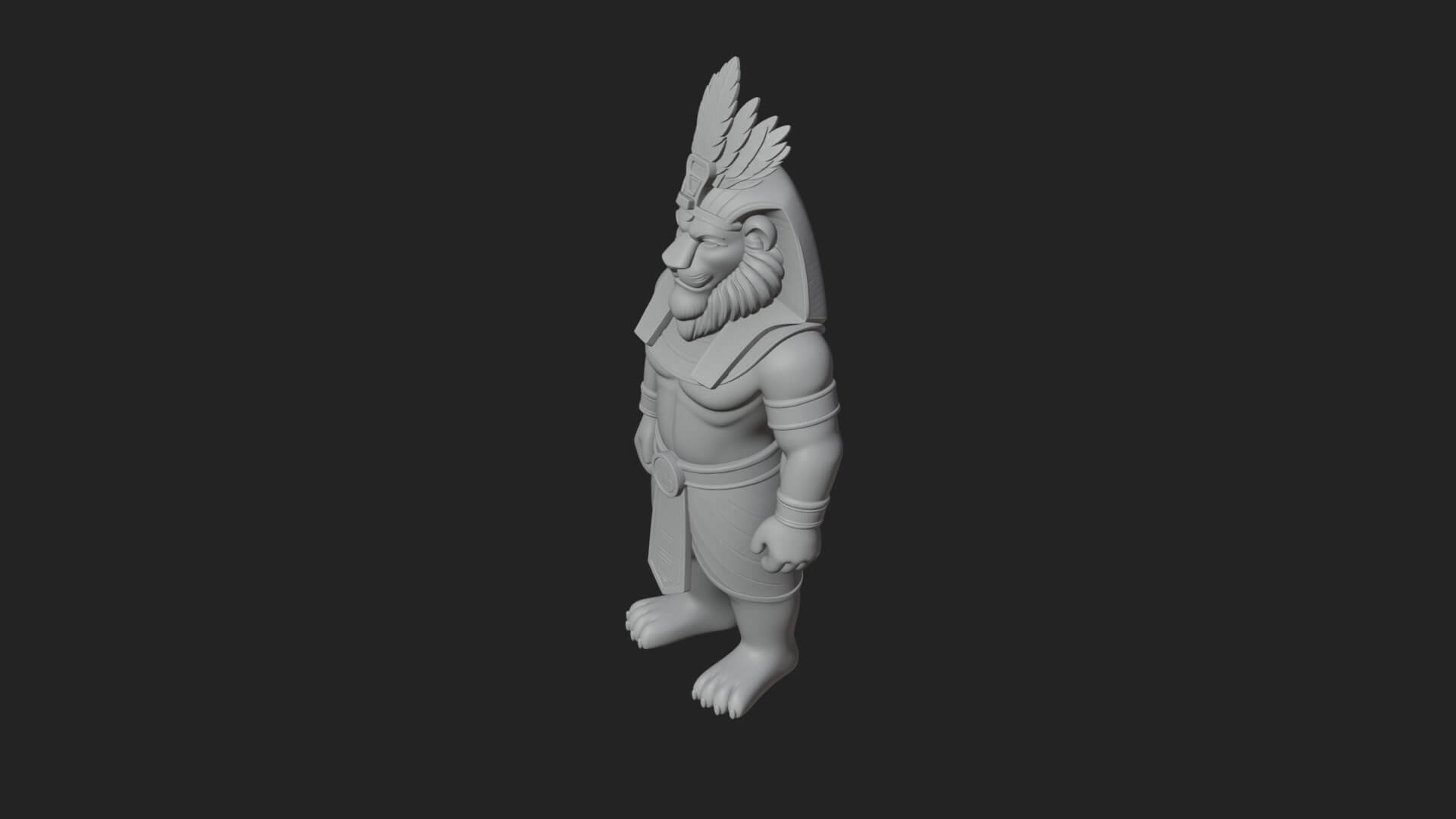 Lion-Headed Egyptian God Statue Design 7 3D Print Model 3D Model