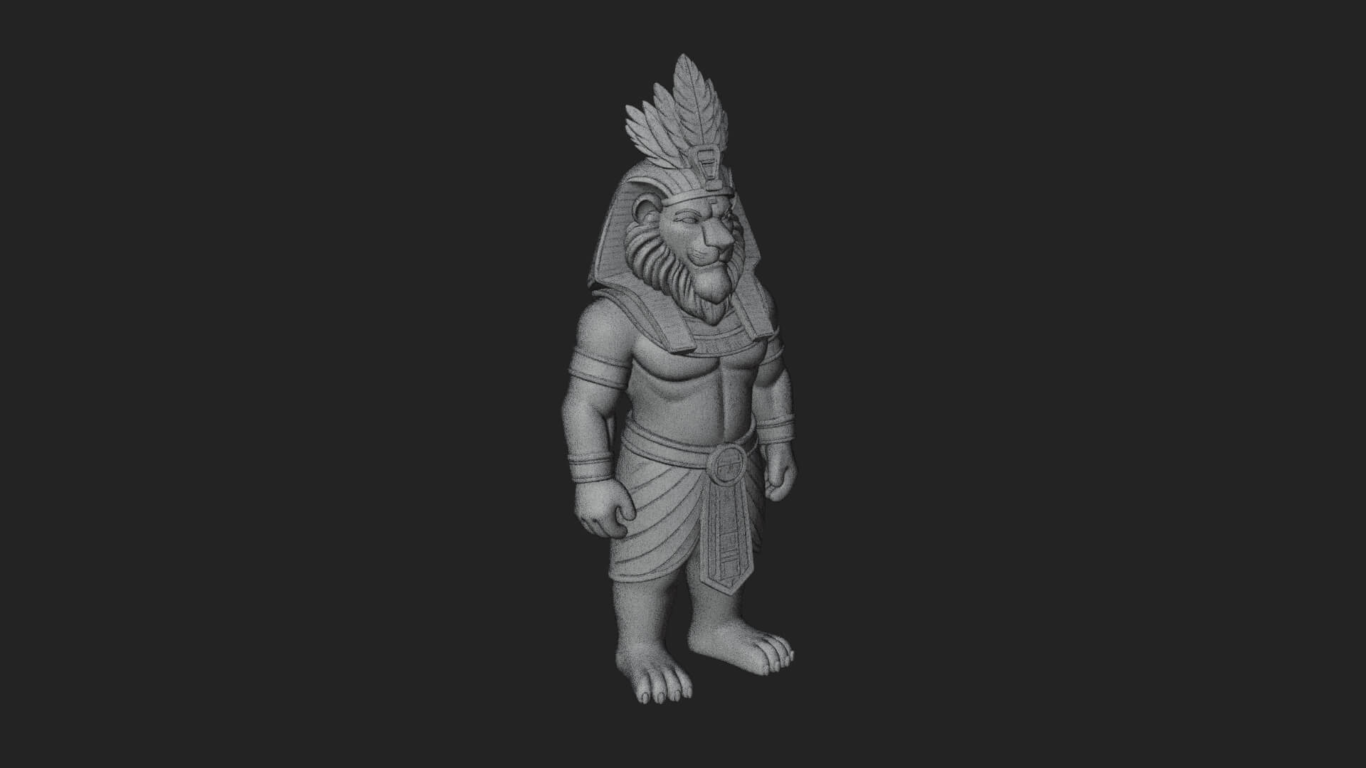 Lion-Headed Egyptian God Statue Design 7 3D Print Model 3D Model