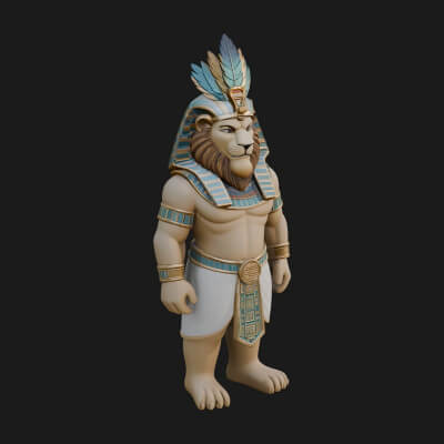 Lion-Headed Egyptian God Statue Design 7 3D Print Model