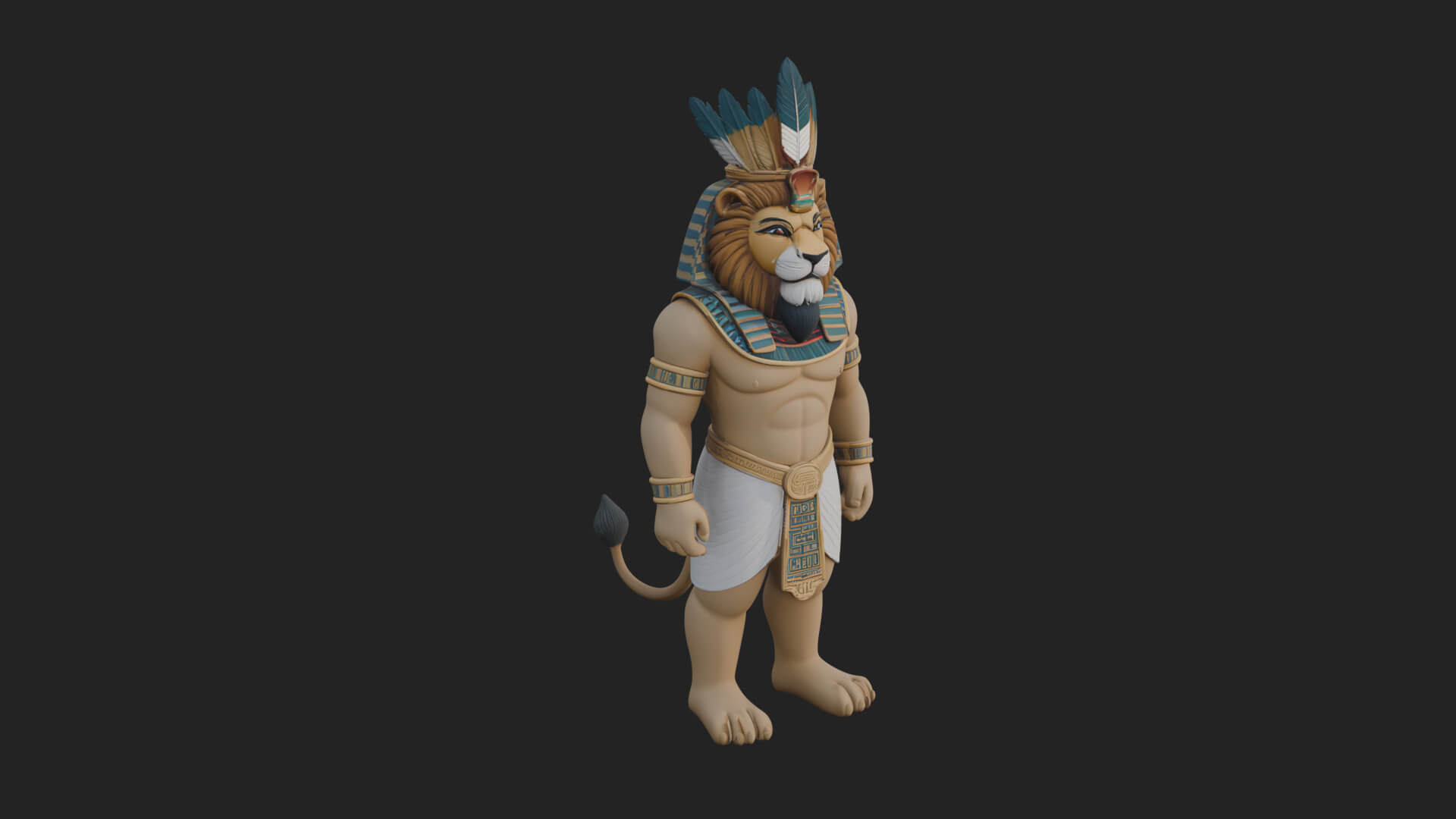Lion-Headed Egyptian God Statue Design 8 3D Print Model 3D Model