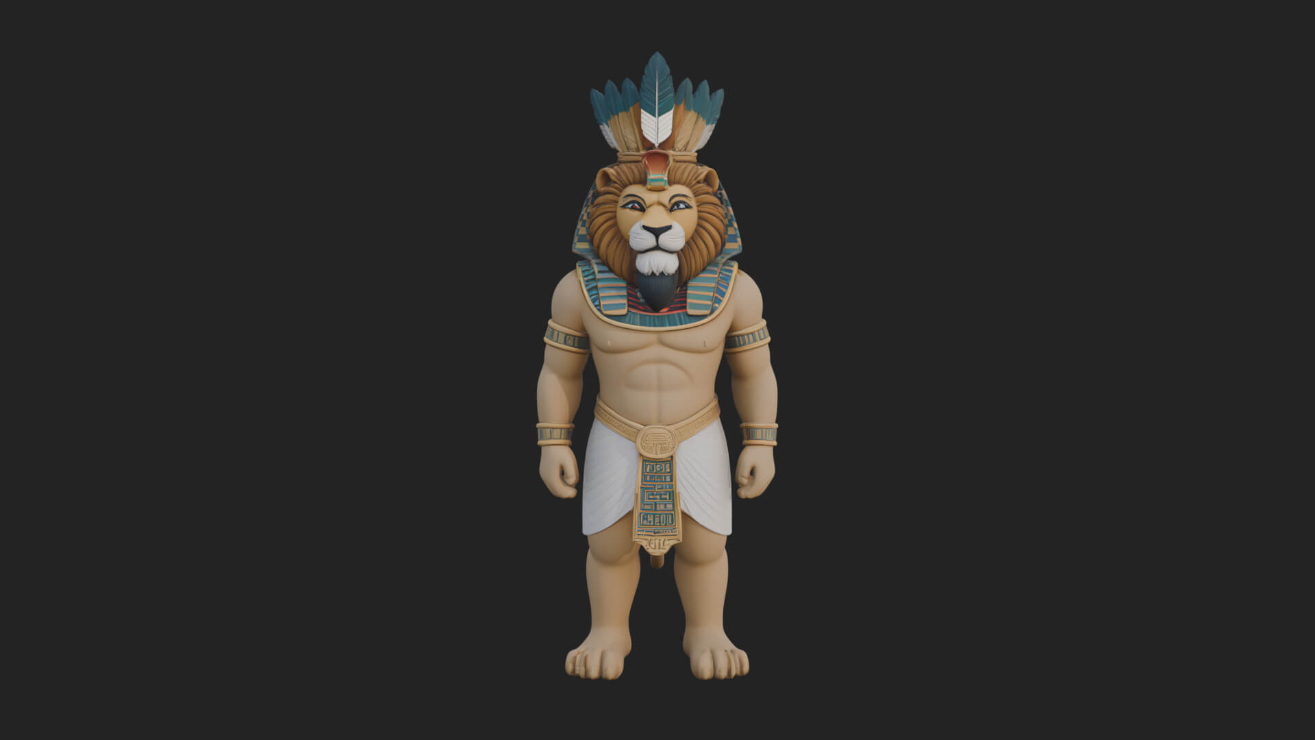 Lion-Headed Egyptian God Statue Design 8 3D Print Model 3D Model