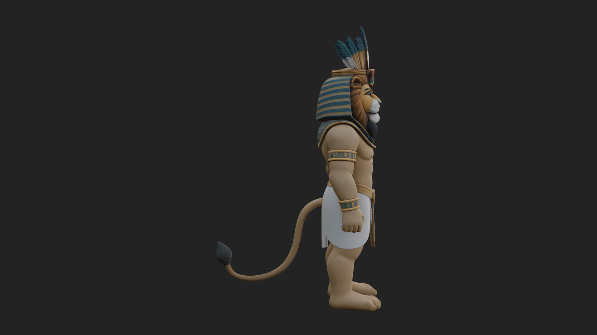 Lion-Headed Egyptian God Statue Design 8 3D Print Model 3D Model