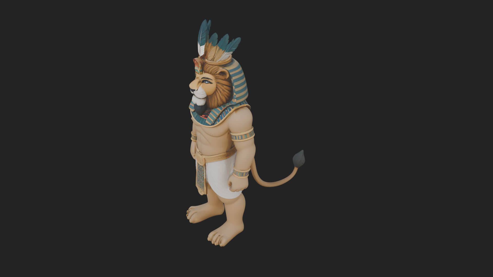 Lion-Headed Egyptian God Statue Design 8 3D Print Model 3D Model