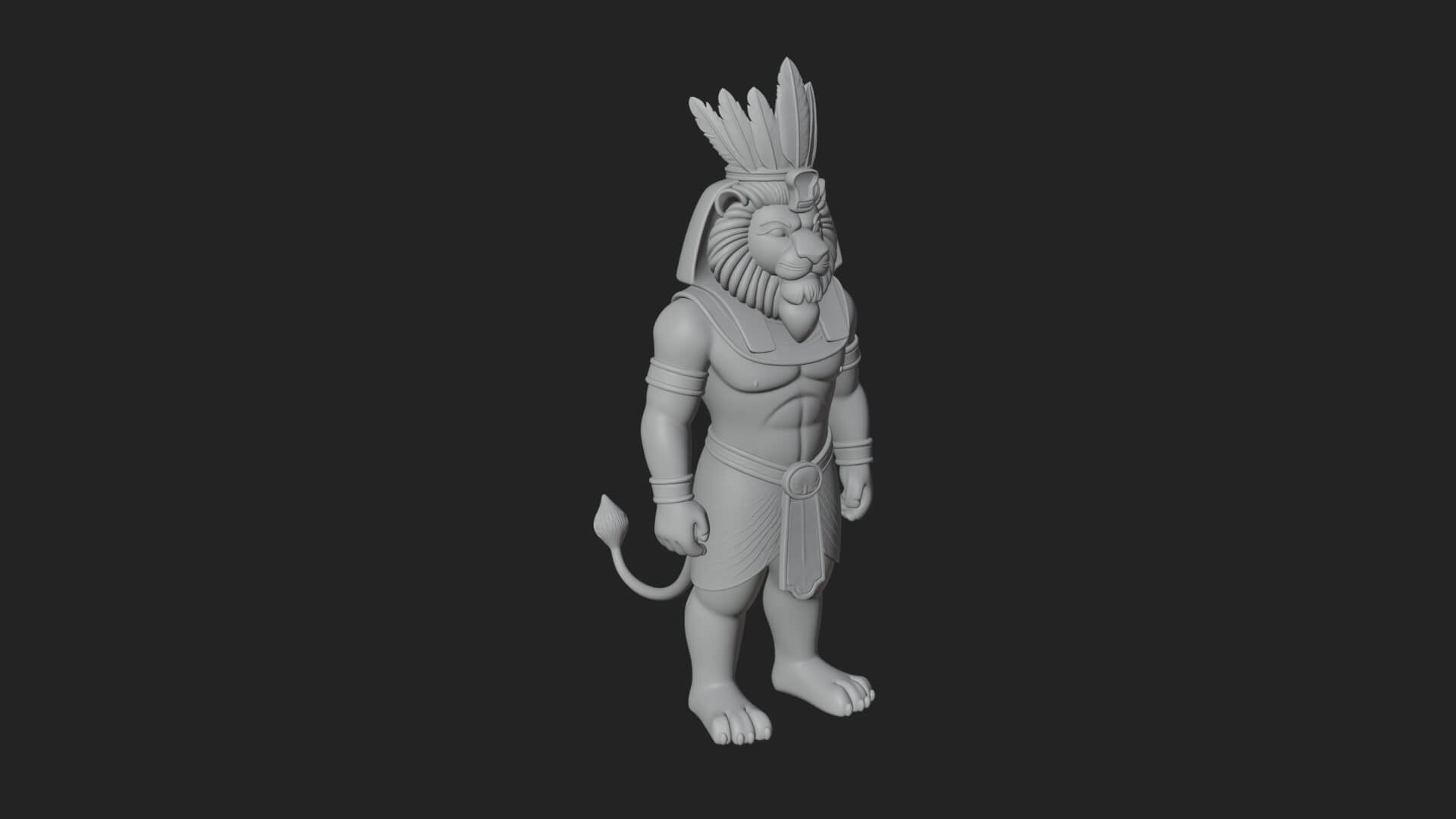 Lion-Headed Egyptian God Statue Design 8 3D Print Model 3D Model