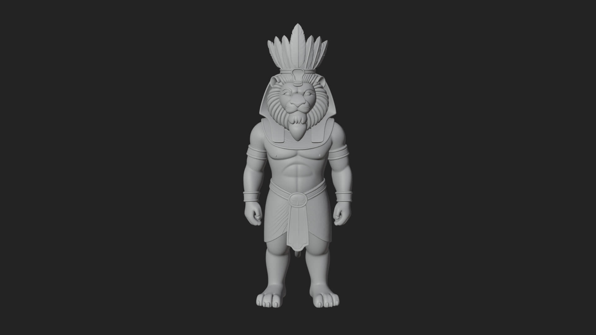 Lion-Headed Egyptian God Statue Design 8 3D Print Model 3D Model