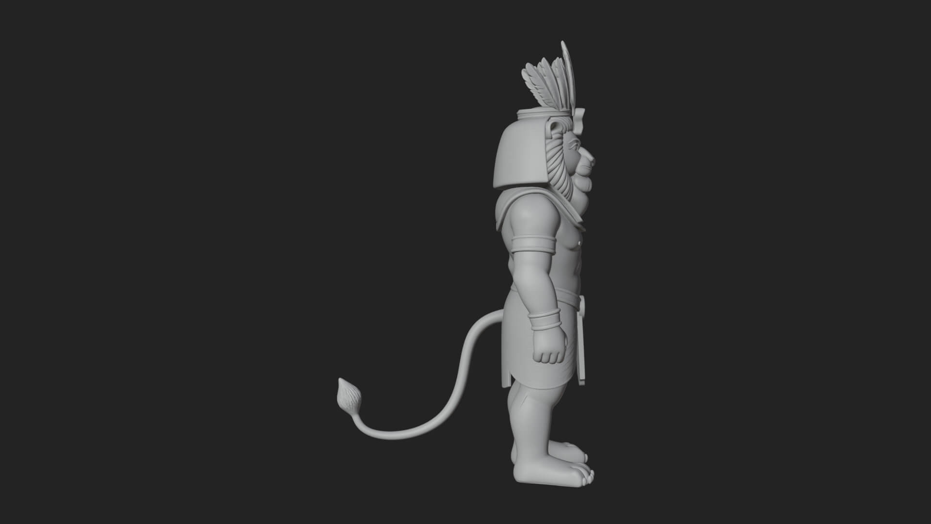 Lion-Headed Egyptian God Statue Design 8 3D Print Model 3D Model