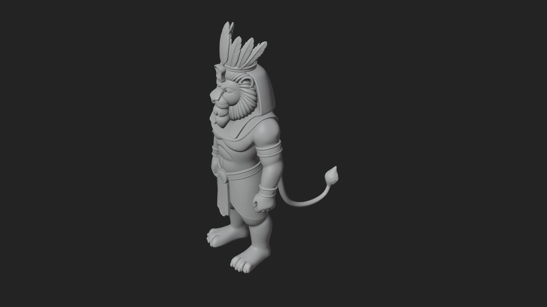 Lion-Headed Egyptian God Statue Design 8 3D Print Model 3D Model